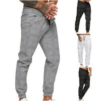 Muške povremene pamučne hlače Stretch ravne prednje haljine pantalone karirane radne pantalone