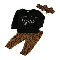 Proljetna hue Newborn Baby Girls dukserica Odjeća za odjeću Set tate's Girl Ispiši majicu Leopard hlače