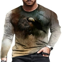 Niuer Mens T majice Crew vrat na vratu Majica s dugim rukavima Okrugla ovratnik bluza životinja otisnuta