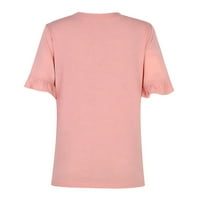 Hanas vrhovi ženske pune boje s kratkim rukavima s kratkim rukavima, majica majica majica ružičasta