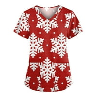 Božićne medicinske majice za žene kratki rukav vrhunski slatki bombonski trski grafički sitni blagovaonici