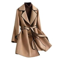 DTIDTPE jakna za jaknu za žene zimske reverske vunene jakne dugačak kaput odjeća ženska dugi rukav vrhovi