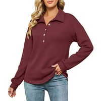 Žene padajući na vrhu jesen i zimski pleteni majica s dugim rukavima Casual Dugme košulje pulover