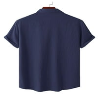 Glonme muški kratki rukav isključite majicu ovratnika Labavi uredske vrhove džepova Summer bluze majice