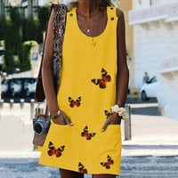 Finelylove casual haljina pastelna haljina za žensku košulju haljina s visokim niskim rukavima cvjetni žuto xxxxl