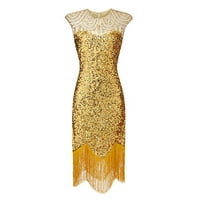Sunčana haljina perlanski tasseli Party Night Hem Flapper haljina haljina Vintage 1920S Sequin Yellow