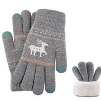 Par rukavice na dodirnim zaslonom ELK uzorak zgusnutih rukavica zimske tople rukavice od vunene pređe Mitten Grey
