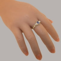Britanci napravio 14k ružični zlatni prsten s prirodnim prstenom za angažman na prirodnim tanzanite i dijamantnim ženama - Opcije veličine - veličina 7.25