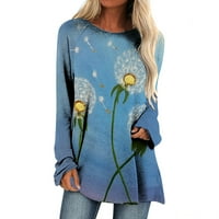 Ženska majica Bluza Bluza Bandelion Print Dugi rukav Okrugli vrat Ležerne prilike pulover