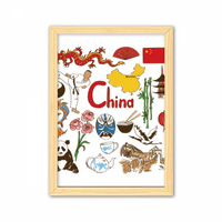 Kina Panda Landscap Nacionalna zastava Ukrasna drvena slika Namjeni ukras Frame slike A4
