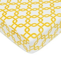 Američka kompanija za bebe tiskala je nebeski meki Chenille Opremljen lim krevetić za standardne madrace krevetića i mališana, zlatni žuto Twill Gotcha, za dječake i djevojke, od 1