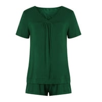 Ljetna štednja pidžama za žene Čvrsti povremeni pulover V-izrez kratki rukav dva seta home nosi spavanje, zeleno