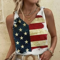 Američka zastava V-izrezni tenkovi za žene ramene, a 4th juli Patriotski tenkovi na vrhu države Nezavisnosti