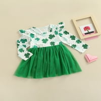GENUISKIDS TODDLER Baby Girl Clean St. Patrick's Dnevna odjeća Dječja djevojka haljina dugih rukava