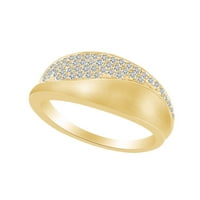 0. Carat okrugli rez bijeli prirodni dijamantski modni godišnjica vjenčani prsten za vjenčanje u 14K žutom zlatnom prstenu veličine-6