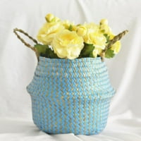 Ploknplq Flower Lonce lonce Seagrass Wicker Korpa cvjetna lonca preklopna košarica Košarica Dekoracija za pohranu Viseće sagradnje nebo plavo