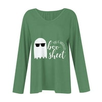 Duks za žene Modni dugi rukav Halloween Print V pulover pulover za žene bluza zelena 5xl