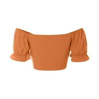 Ženske vrhove Moda Žene Ljetni kratki rukav Udobne cipele Udobne boje Narančasta S