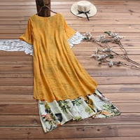 Ženska veličina patchwork maxi ljetni vintage Ispis O-izrez plus haljina kratkih rukava ženska haljina