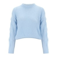 PIMFYLM WOMENS pulover Dukseri pulover Plus Veličina Zimska odjeća Light Blue L l