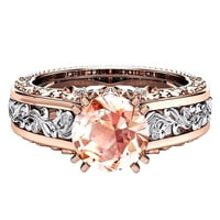 HHEI_K Ženska odvajanje boja Ruža Gold Ring Modni luksuzni vjenčani angažman cvjetni prsten ženski elegantan kristalni dijamantni prsten Popularno