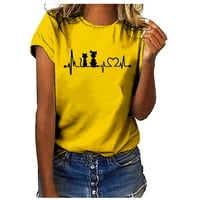 Ženski vrhovi ženske djevojke plus veličina tine majice kratki rukav majica bluza s žutim