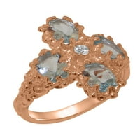 Britanci izrađeni 18k ružinski zlatni prsten za uključivanje dijamanta i akvamarinske žene - Opcije