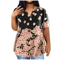 MLQIDK Plus vrhovi veličine za žene Ljeto cvjetni print Tunic Spring Tops Crewneck Majice kratkih rukava