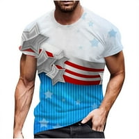 CLLIOS 4. srpnja Košulje za muškarce Patriotska američka zastava Tines Redovna fit okrugla vrat Top Veliki i visoki majica kratkih rukava