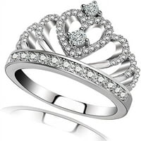 Princess Queen Crown prstenovi za žene Djevojka vječnost Obećani u obliku srca Ring cirkon nakit veličine