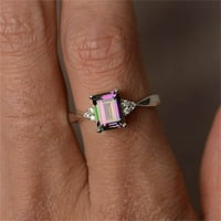 Heiheiup Women Prsten Sterling Silver Rainbow Angažovanje vjenčanih prstena za prstenove boje Bojice