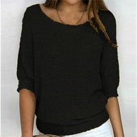 Vremenski džemperi za žene okrugli vrat pletiva Elegantna rukava Comfort Fit s kapuljačom, crna, xxxl