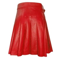 Labakihah teretni pantalone za muškarce Muške modni škotski stil Plaidni kontrastni džep u boji Pleased suknja crvena m