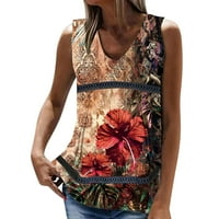 Hwmodou ženski kamisole prsluk za patchwork cvjetni otisak bez rukava V izrez Trendi proljetni ljetni
