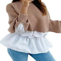 Lilylll žene s dugim rukavima frill ruffle tops casual labavo pulover majica bluza