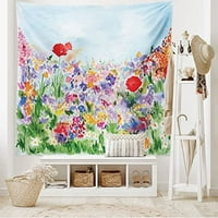 Vodenokolor cvjetno tapiserija, ljetni vrt i ilustracija Ispis, tkanina viseći dekor za spavaću sobu dnevni boravak spavaonica, 30 45