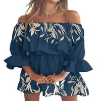 Leuncero dame casual party mini haljina labava cvjetna tiskana ljetna plaža suncobran na havajskim perjem