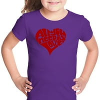 Majica za umjetnost djevojaka pop umjetnost - sve što trebate je ljubav
