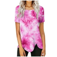 Ženski vrhovi Ženska bluza s kratkim rukavima Labavi grafički otisci Summer Crew majice za vrat Purple 3xl