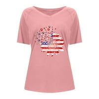 Strungten ženska majica V-izrez Neovisnost o neovisnosti suncokret pulover Ležerne prilike kratkih rukava ženske majice