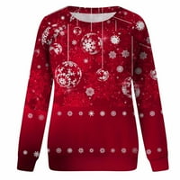 Ženski vrhovi božićni ispis džemperi za vrat izrez labavi bluza dukserica bez kapuljače