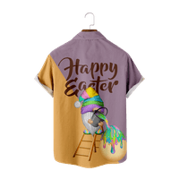 FNNYKO muškarci i dječaci Uskršnja havajska majica Uskrsni ispisani opušteni-fit casual majica s kratkim rukavima na havajsku majicu Ljetna košulja za odrasla djeca
