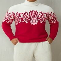 Porodica Amuver Uklapajući božićni džemper Snowflake Print Contrast Color Turtleneck Dugi rukavi Pleteni