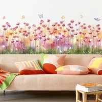 Mali ružičasti cvjetovi zidne naljepnice Bijele flora zidne naljepnice DIY uklonjive biljke i maslačke