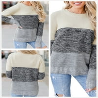 Aststylish Color blok pletene džempere za žene Jesen zimski topli kukičani pulover duks dugih rukava