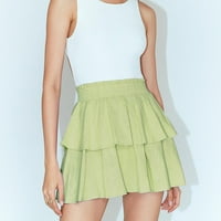 Ženska kratka torta suknja Soild boja visoki struk ruffles elastična suknja za struk ljeto