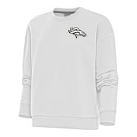Ženska antigua bijeli Denver Broncos Metalik logotip pobjeda pogranična pulover dukserica