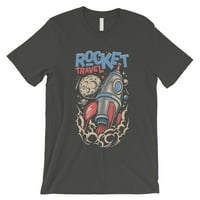 Rocket Travel Mens Cool Siva smiješna grafička dizajna pamučna majica