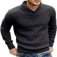 Tenmi Muški džemper rebrasti tunic vrhovi pulover ovratnika šal topli džemperi na otvorenom duboko plavo