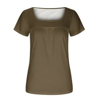 Dana danas Ljetne bluze za žene Cleariance Ljeto Šutna boja Modni labavi kratki rukav Khaki ženski vrhovi